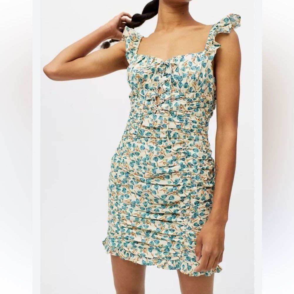 Urban Outfitters Kiss The Sky Lace-Up Shirred Mini Dress Women’s Medium